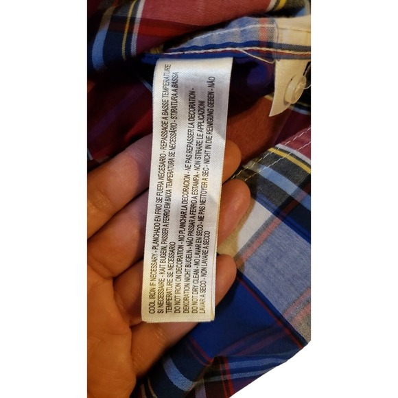 Ecko Unlimited Men Short Sleeve Button-up Red White Blue Plaid Shirt  Size Large - Picture 13 of 16